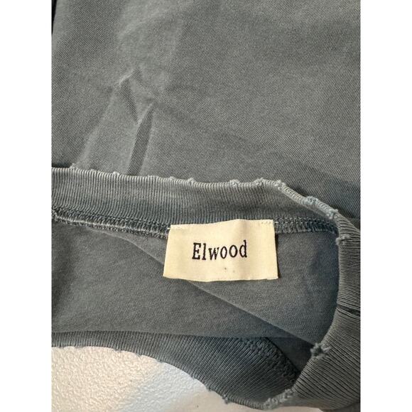 Elwood Shirt Womens Medium Blue Cropped Short Sleeve Organic Cotton Distressed - Picture 5 of 10